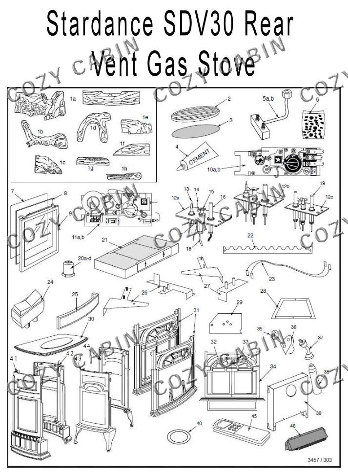 Stardance SDV30 Direct Rear Vent Gas Stove (PDV20 Firebox)  #3920-3936-3960-3976